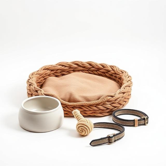 Pet bed, bowl, chew toy and collar sourced from China