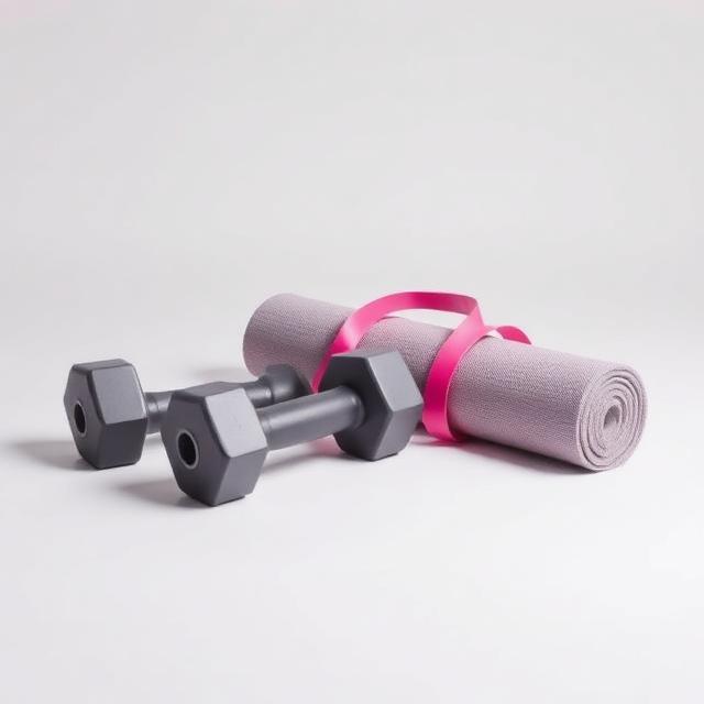 Dumbbells, resistance band and yoga mat sourced from China
