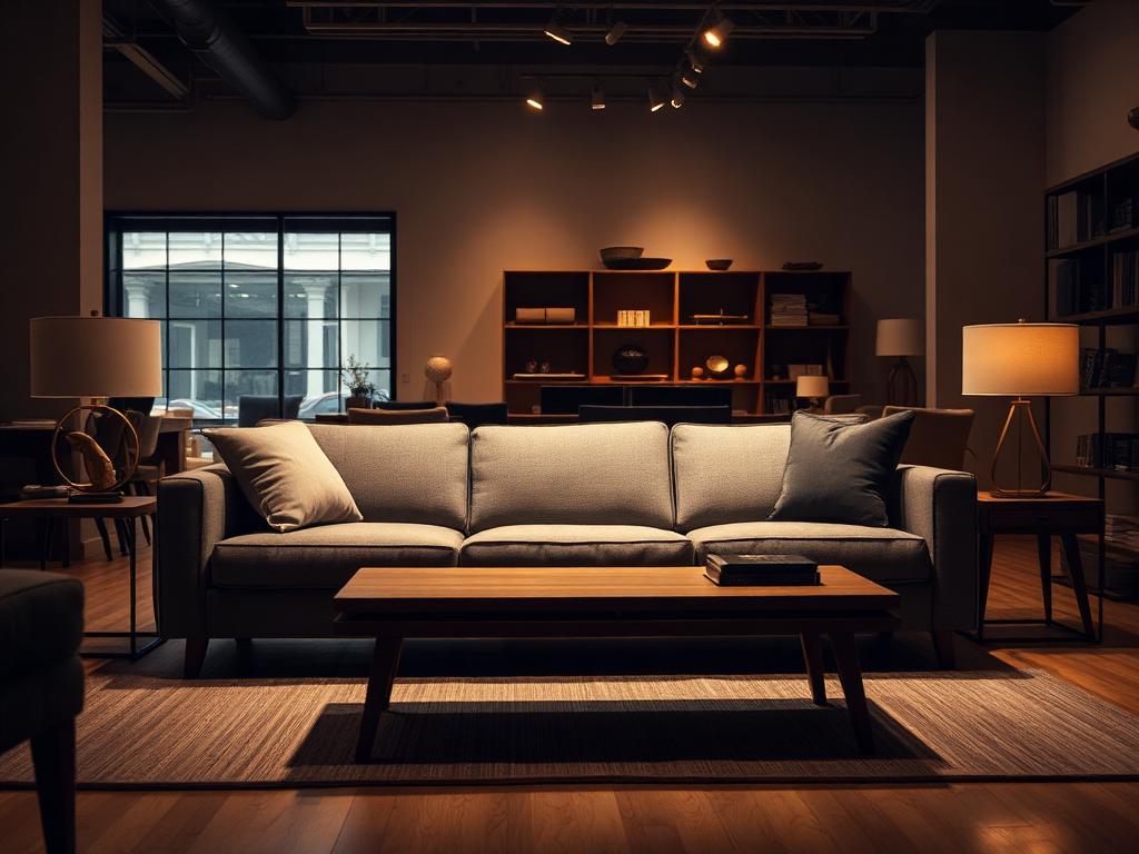 Sofa and coffee table in a Chinese furniture showroom sourced by SEBA SOURCING